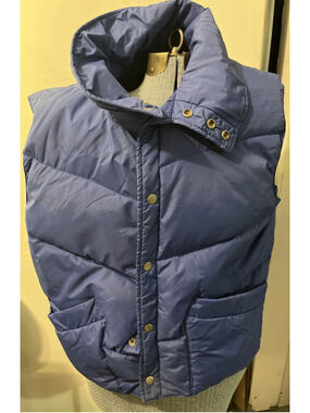 Vintage 70s 80s Dash Down Blue Puffer Vest Jacket Chevron Quilted Mens L